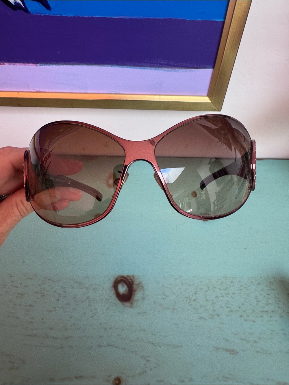Vintage Versace Metallic Oversized Sunglasses with Brown Lenses
